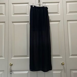 Black semi-sheer maxi skirt